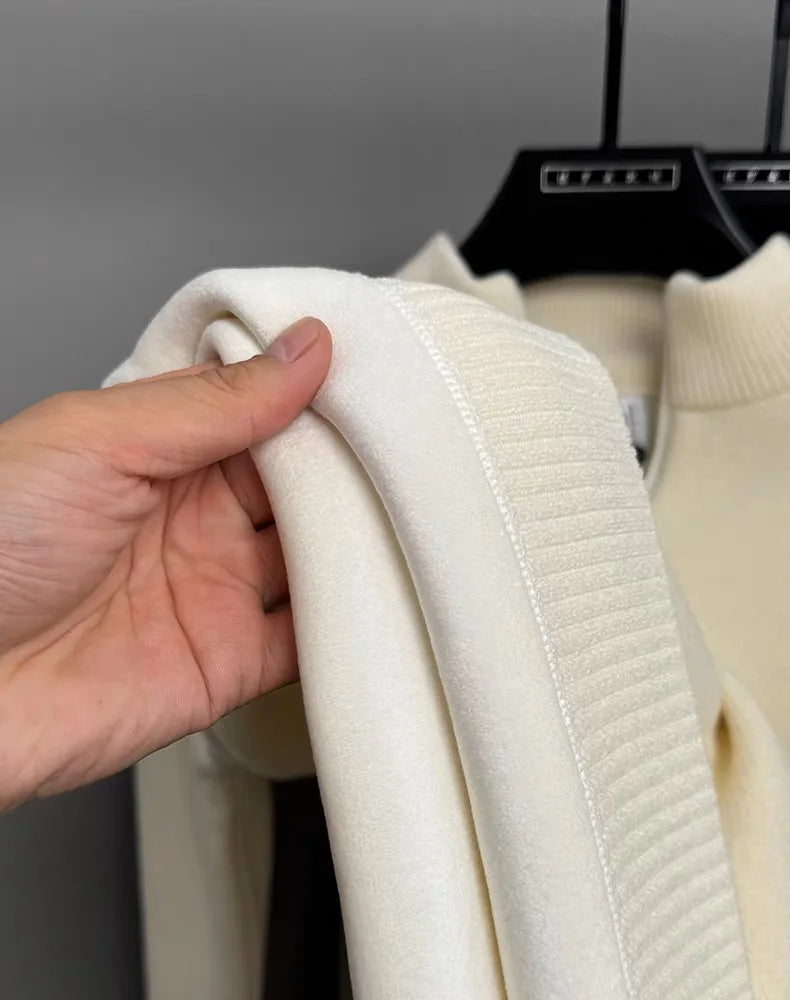 Men’s Knitted Sweater with Zipper and Detailed Embroidery