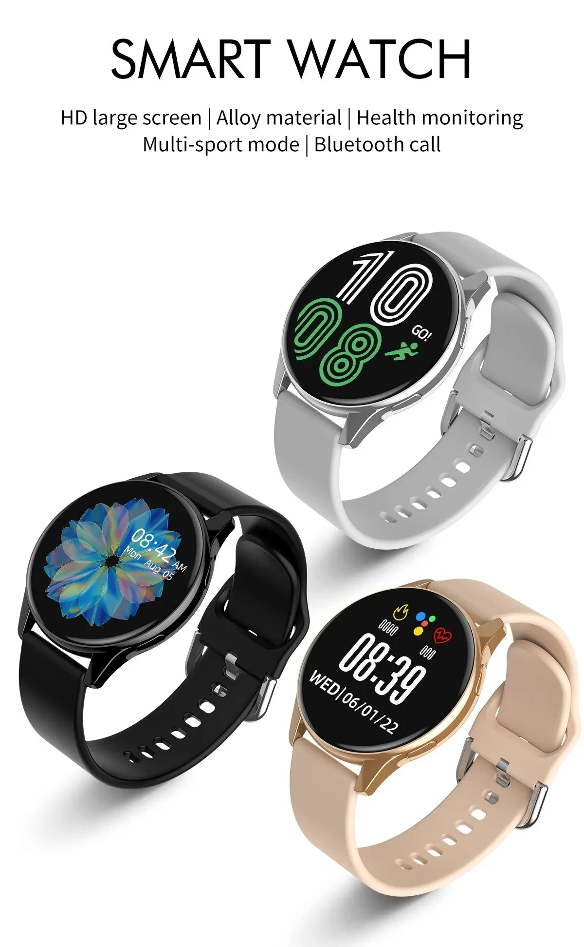 Smartwatch with Bluetooth Calls & Wireless Charging