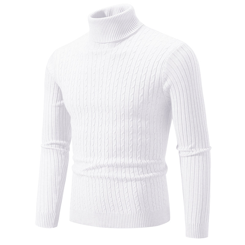 Men`s High Neck Knitted Sweater - Warm Casual Pullover