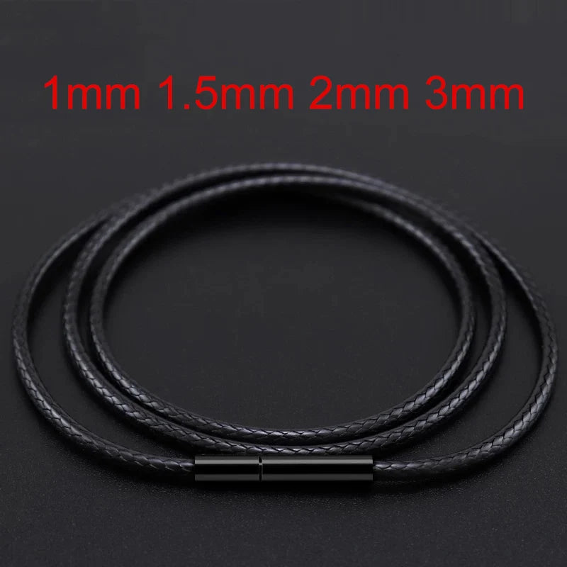 Black Leather Braid Necklace – DIY Long Chain Pendant (40/50/60/70 cm)