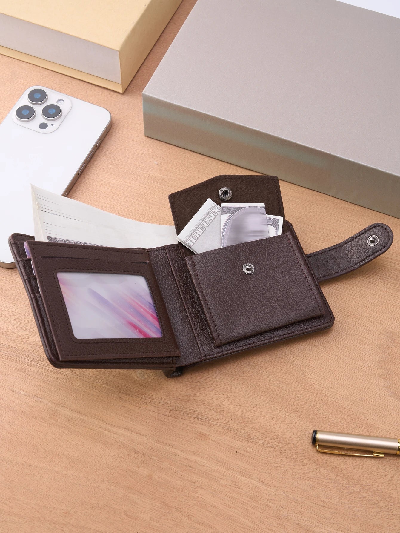 Men’s Leather Slim Wallet with Zipper